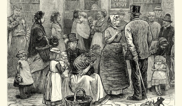 Old Victorian London Sketches Waiting outside the Pub 1874